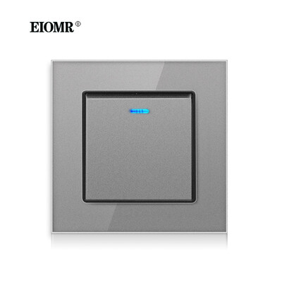 EIOMR kristallklaasist lülitipaneeli LED-indikaator 86 mm*86 mm 1 2 lüliti lüliti nupp valguslüliti 16A 250 V klapi seinavalgusti lüliti