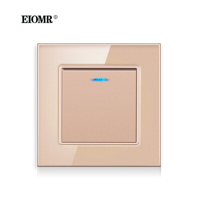 EIOMR kristallklaasist lülitipaneeli LED-indikaator 86 mm*86 mm 1 2 lüliti lüliti nupp valguslüliti 16A 250 V klapi seinavalgusti lüliti