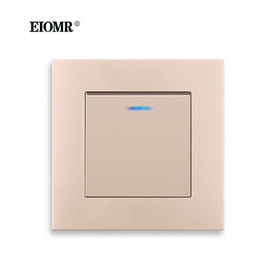 EIOMR kristallklaasist lülitipaneeli LED-indikaator 86 mm*86 mm 1 2 lüliti lüliti nupp valguslüliti 16A 250 V klapi seinavalgusti lüliti