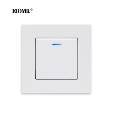EIOMR kristallklaasist lülitipaneeli LED-indikaator 86 mm*86 mm 1 2 lüliti lüliti nupp valguslüliti 16A 250 V klapi seinavalgusti lüliti