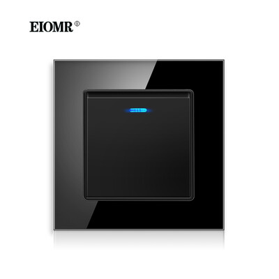 EIOMR kristallklaasist lülitipaneeli LED-indikaator 86 mm*86 mm 1 2 lüliti lüliti nupp valguslüliti 16A 250 V klapi seinavalgusti lüliti