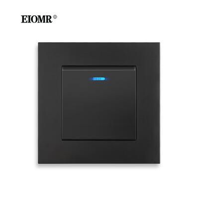 EIOMR kristallklaasist lülitipaneeli LED-indikaator 86 mm*86 mm 1 2 lüliti lüliti nupp valguslüliti 16A 250 V klapi seinavalgusti lüliti