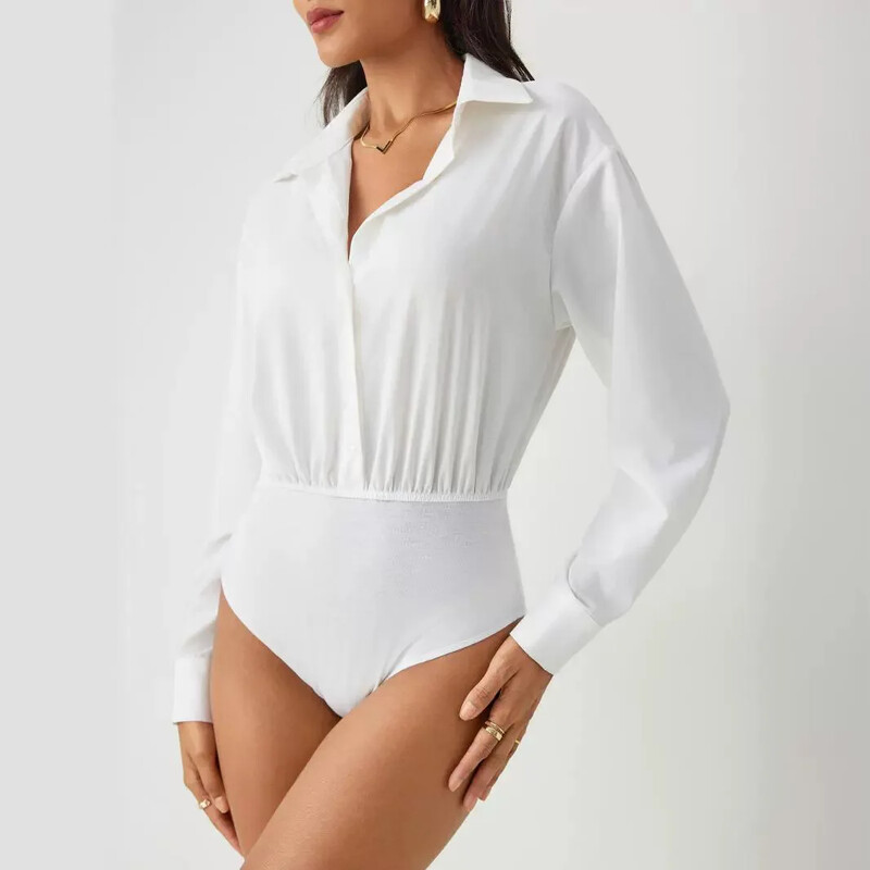 Vasaras sieviešu apģērbi vienkrāsains krekls Apkakle Ikdienas kombinezons Romper Bodijs Sexy Fashion Top krekls