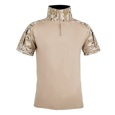 Tricouri de vară pentru bărbați Desert Digital, tactice, cu mânecă scurtă, de luptă, de vânătoare, de camuflaj, din bumbac, de îmbrăcăminte pentru paintball