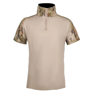 Tricouri de vară pentru bărbați Desert Digital, tactice, cu mânecă scurtă, de luptă, de vânătoare, de camuflaj, din bumbac, de îmbrăcăminte pentru paintball