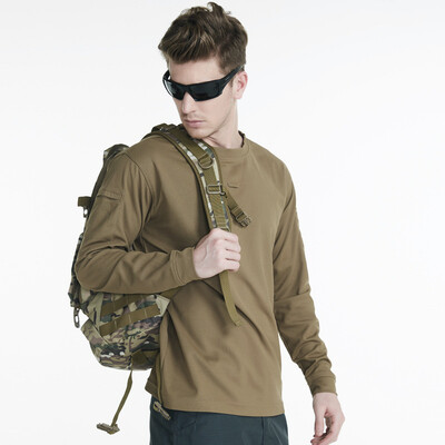 Strat de bază de vânătoare pentru bărbat, camuflaj tactic de toamnă, cu uscare rapidă, cu mânecă lungă, cu gât rotund, tricou de antrenament în aer liber