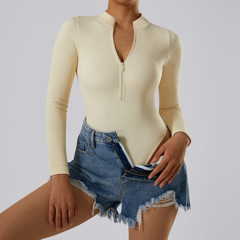 Body subțire pentru femei, sexy, la modă solidă, skinny bodycon, body pentru femei, cu mânecă lungă, cu decolteu în V, ocazional, negru, bej, pentru femei