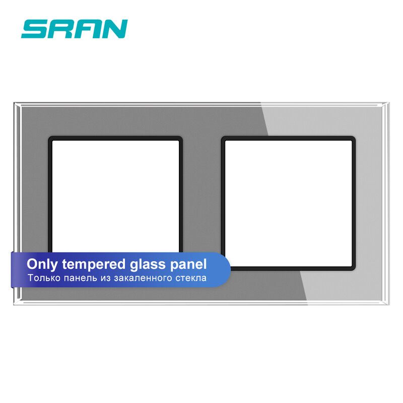 SRAN Tühi paneel ilma raudplaadita 153mm*82mm valgest kristallklaasist lülitipesa paneel F-seeria jaoks
