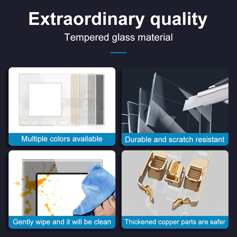 SRAN Tühi paneel ilma raudplaadita 153mm*82mm valgest kristallklaasist lülitipesa paneel F-seeria jaoks