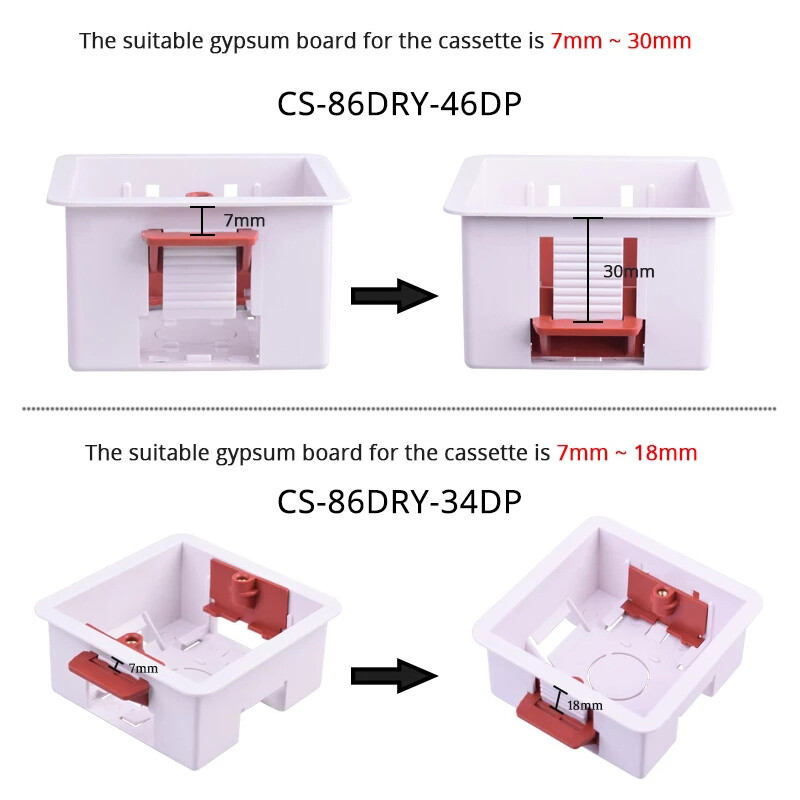 Coswall 1-cestná krabica na suchú obkladovú konštrukciu pre sadrokartón/sadrokartón, hĺbka 46 mm/34 mm, nástenná krabica na vypínač, nástenná zásuvka, kazeta