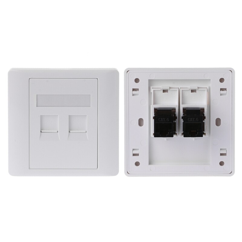 652F varjatud Etherneti seinaplaat, 2 porti CAT6 RJ45 arvutitelefoni toitepesa seina elektriliini adapter Lihtne paigaldada