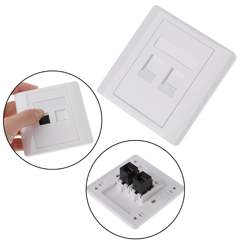 652F varjatud Etherneti seinaplaat, 2 porti CAT6 RJ45 arvutitelefoni toitepesa seina elektriliini adapter Lihtne paigaldada
