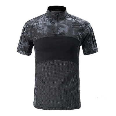 Tricou tactic cu mânecă scurtă de camuflaj Cămăși de vânătoare pentru drumeții pentru bărbați de camuflaj Airsoft Paintball Îmbrăcăminte de luptă