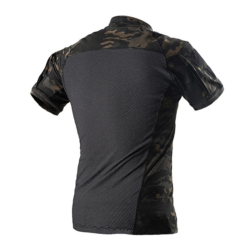 Tricou tactic cu mânecă scurtă de camuflaj Cămăși de vânătoare pentru drumeții pentru bărbați de camuflaj Airsoft Paintball Îmbrăcăminte de luptă