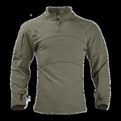 Cămăși tactice Cămașă cu mânecă lungă pentru bărbați Airsoft de luptă cu fermoar 1/4 Tricouri din bumbac Camo Haine de vânătoare rezistente la uzură