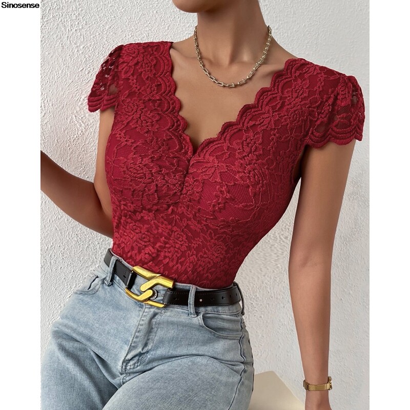 Sieviešu izšuvumi ar ziedu kontrastu, mežģīņu rotaļu bodiji Sexy V kakla izgriezuma eleganti bodiji Y2K nakts klubu ballīšu triko topi