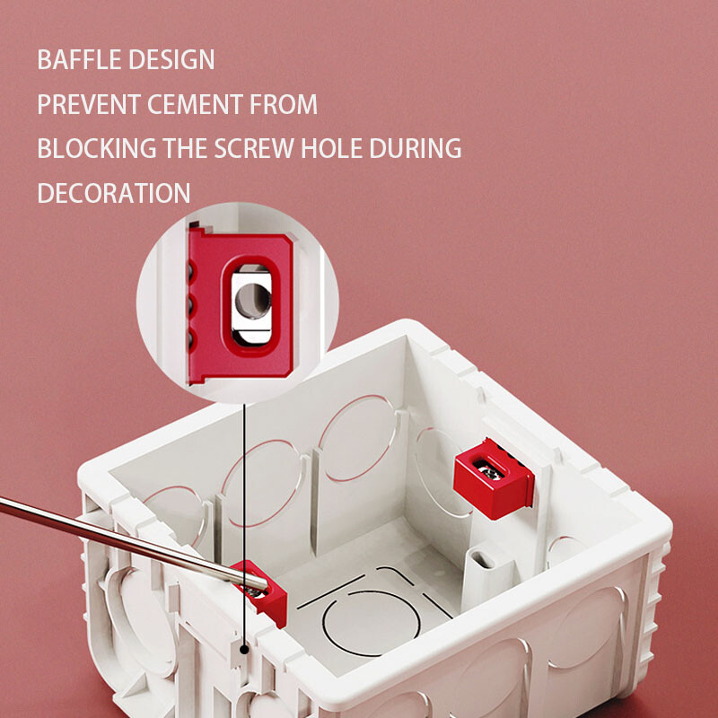 Aingh reguleeritav paigalduskarp elektriühenduse jaoks 86 tüüpi pistikupesade ja lülitite jaoks 86 mm * 86 mm * 40 mm valge seinaühendus