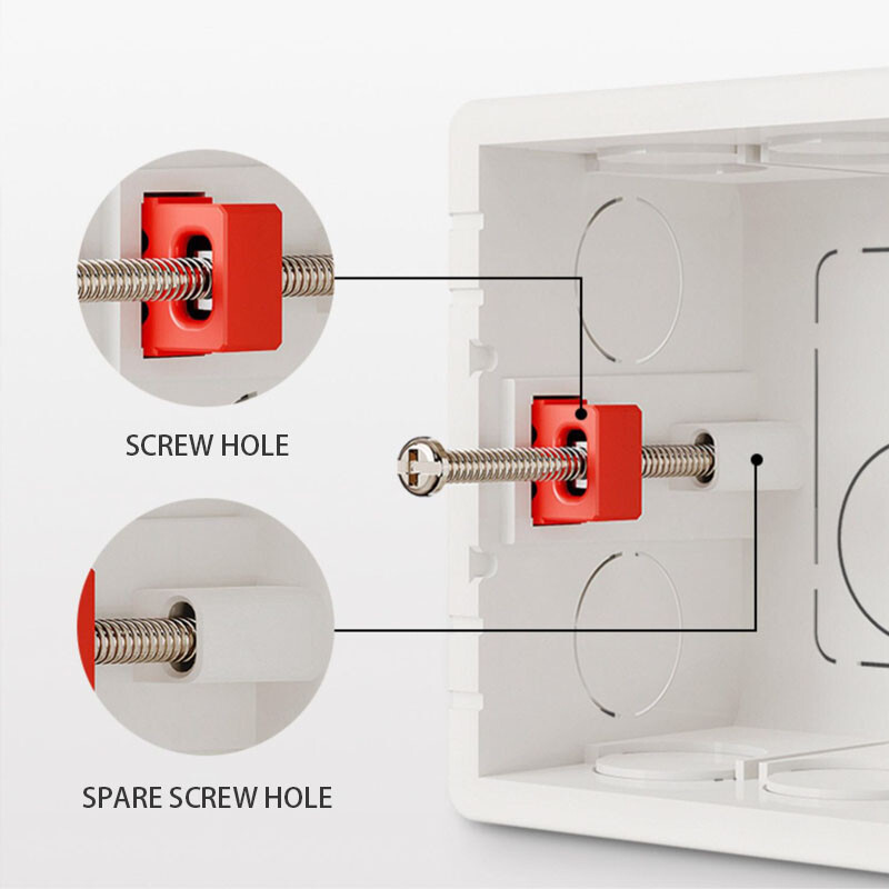 Aingh reguleeritav paigalduskarp elektriühenduse jaoks 86 tüüpi pistikupesade ja lülitite jaoks 86 mm * 86 mm * 40 mm valge seinaühendus