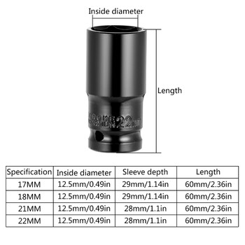 Αποτελεσματική 1/2 ιντσών ExtendedHex Socket Ποιότητας 21mm Deep Impact Socket Deep Impact Socket Quick Fatening M89B