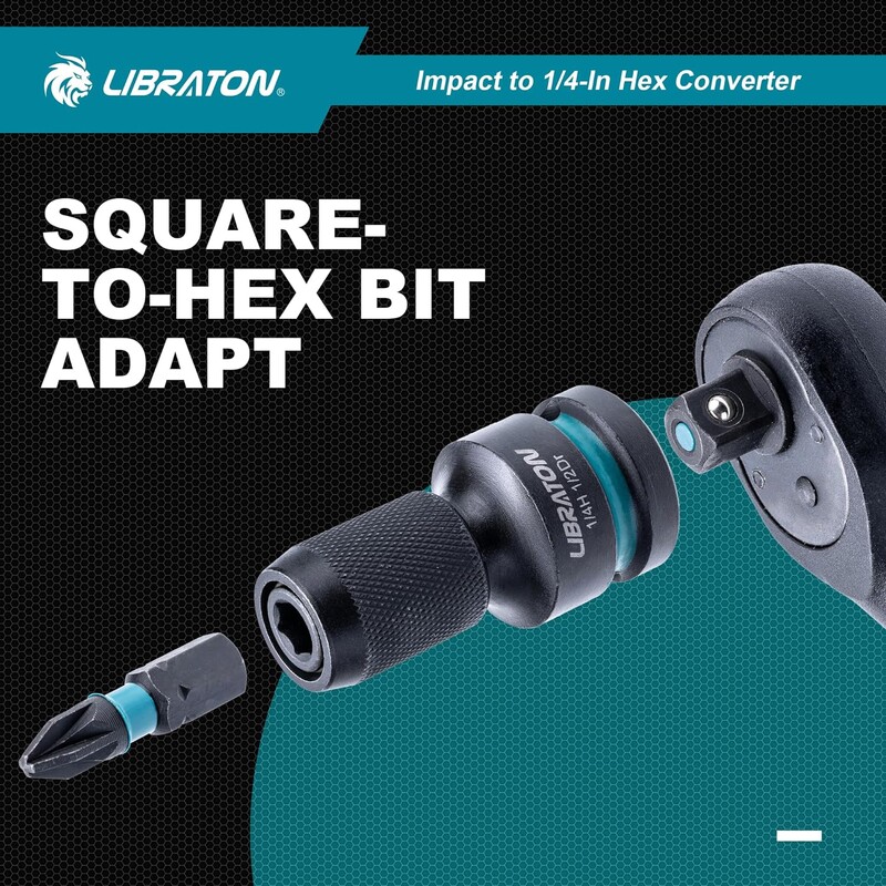 Convertor de impact LIBRATON la 1/4 hexagonal 1/2 3/8 1/4“ mamă la Adaptor hexagonal de 1/4 inch Adaptoare pentru cheie de impact pentru suporturi de biți de impact