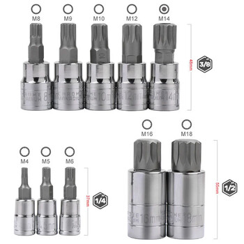 Professional 10 Pcs XZN 12 Point Triple Spline Bit Socket Socket Proof with Case Automotive Tool Kit Υψηλής ποιότητας