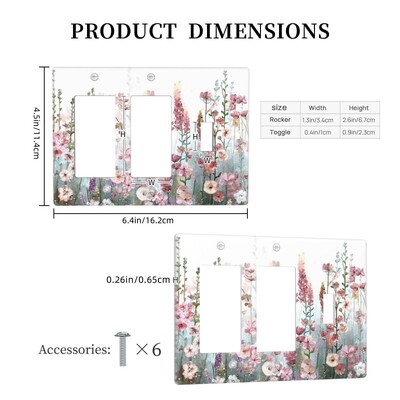 Vieno derinio perjungimo / svirties lizdo dangtelis, rožinis gėlių raštas, svetainė miegamasis vonios kambarys jungiklis sieninės plokštės dangtelis