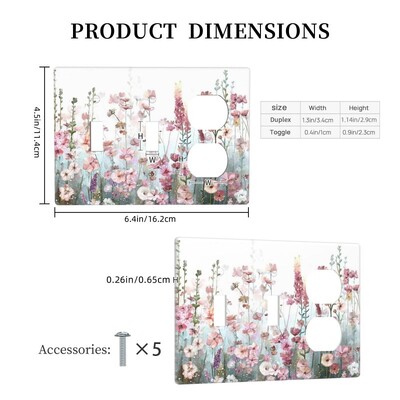Vieno derinio perjungimo / svirties lizdo dangtelis, rožinis gėlių raštas, svetainė miegamasis vonios kambarys jungiklis sieninės plokštės dangtelis