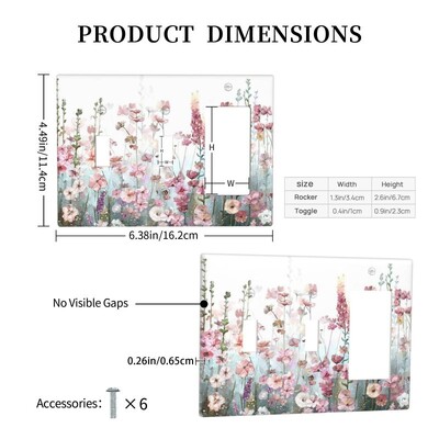 Vieno derinio perjungimo / svirties lizdo dangtelis, rožinis gėlių raštas, svetainė miegamasis vonios kambarys jungiklis sieninės plokštės dangtelis