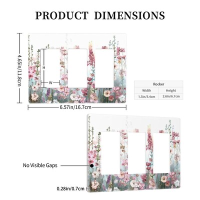 Vieno derinio perjungimo / svirties lizdo dangtelis, rožinis gėlių raštas, svetainė miegamasis vonios kambarys jungiklis sieninės plokštės dangtelis