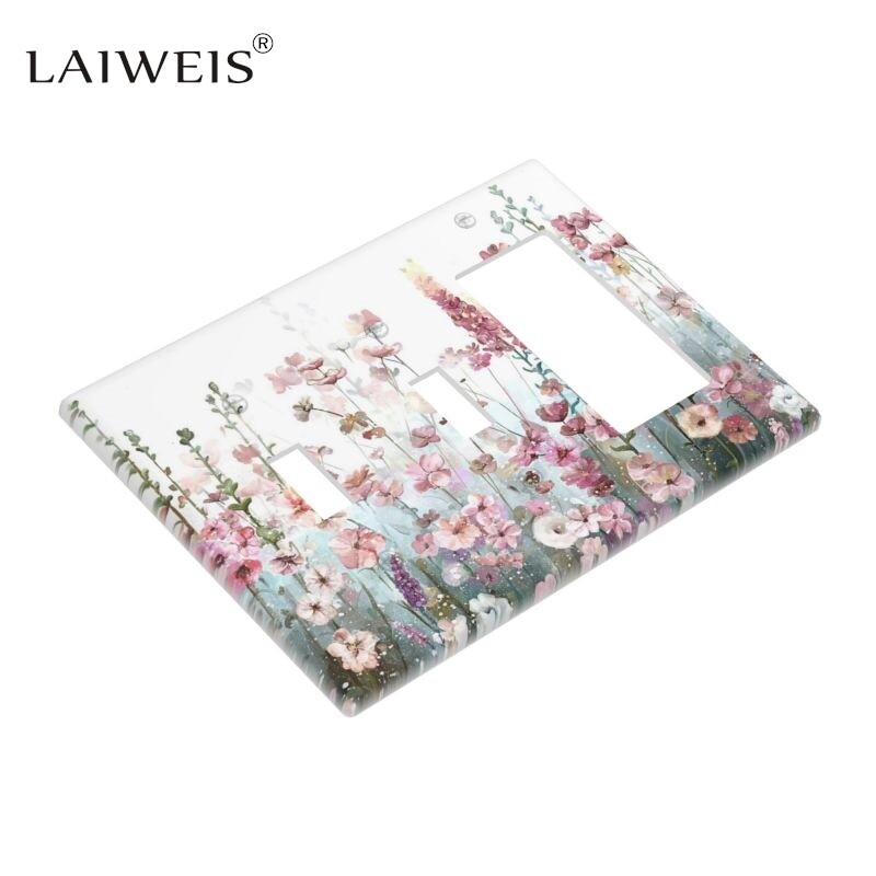 Vieno derinio perjungimo / svirties lizdo dangtelis, rožinis gėlių raštas, svetainė miegamasis vonios kambarys jungiklis sieninės plokštės dangtelis