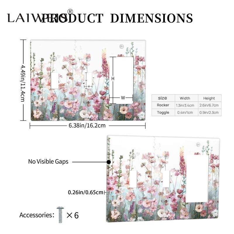 Vieno derinio perjungimo / svirties lizdo dangtelis, rožinis gėlių raštas, svetainė miegamasis vonios kambarys jungiklis sieninės plokštės dangtelis