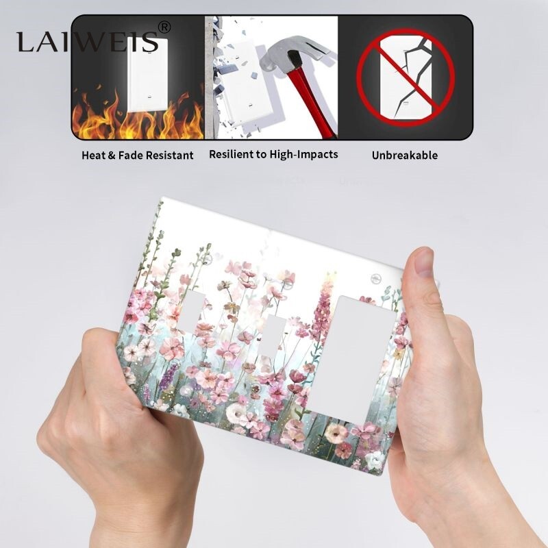 Vieno derinio perjungimo / svirties lizdo dangtelis, rožinis gėlių raštas, svetainė miegamasis vonios kambarys jungiklis sieninės plokštės dangtelis