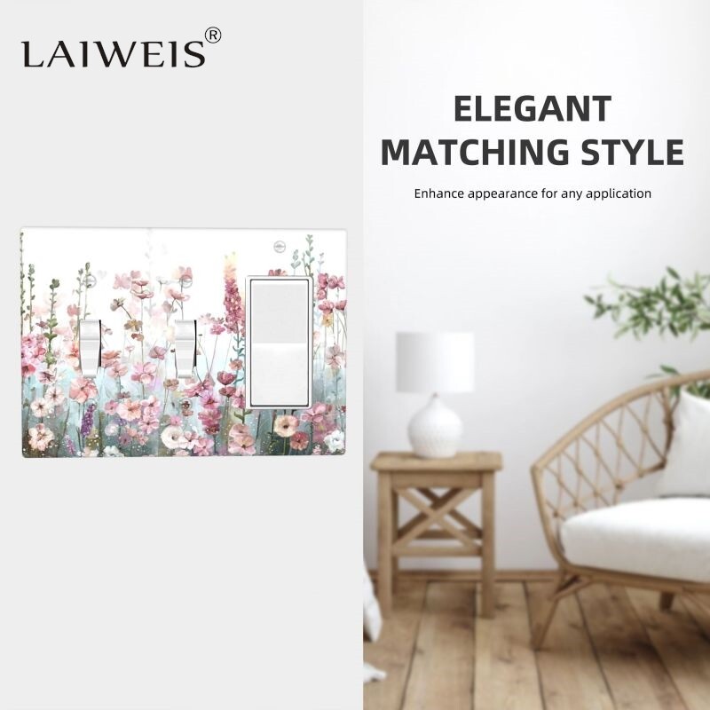 Vieno derinio perjungimo / svirties lizdo dangtelis, rožinis gėlių raštas, svetainė miegamasis vonios kambarys jungiklis sieninės plokštės dangtelis