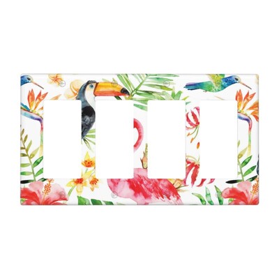 Flamingo gaismas slēdža vāks Dekoratīvs četrkāršs pārslēgšanas slēdža sienas plāksne Izejas vāks vannas istabas guļamistabas panelim 4,5 x 8 collas