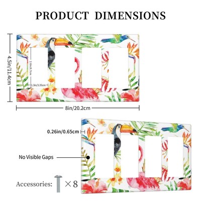 Flamingo valguslüliti dekoratiivne neljakordne lüliti seinaplaat Vannitoa magamistoa paneeli väljalaskeava kate 4,5 x 8 tolli