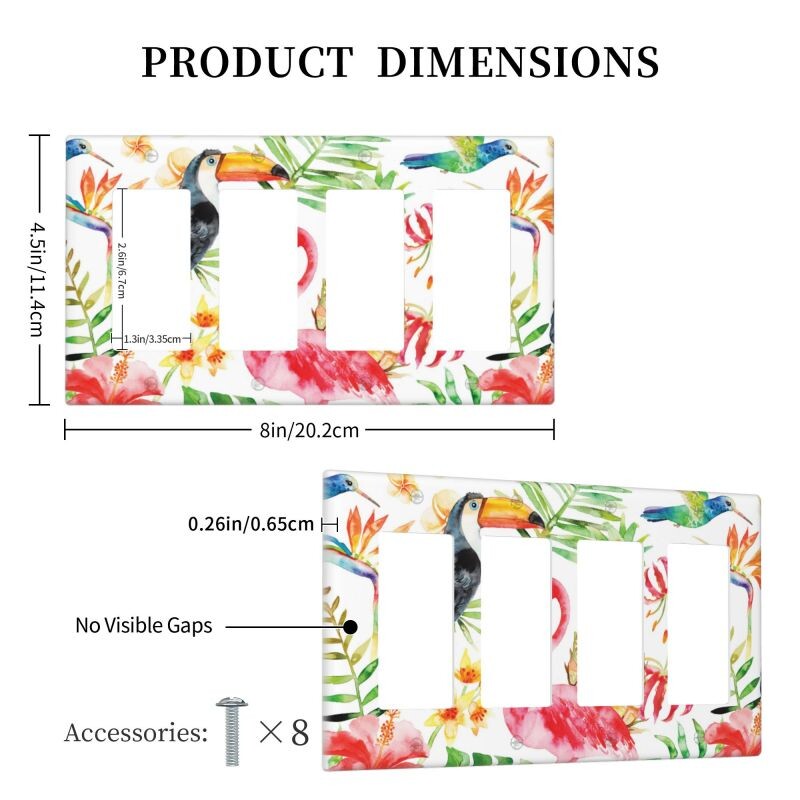 Flamingo valguslüliti dekoratiivne neljakordne lüliti seinaplaat Vannitoa magamistoa paneeli väljalaskeava kate 4,5 x 8 tolli