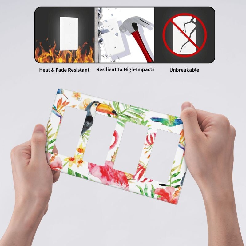 Flamingo valguslüliti dekoratiivne neljakordne lüliti seinaplaat Vannitoa magamistoa paneeli väljalaskeava kate 4,5 x 8 tolli