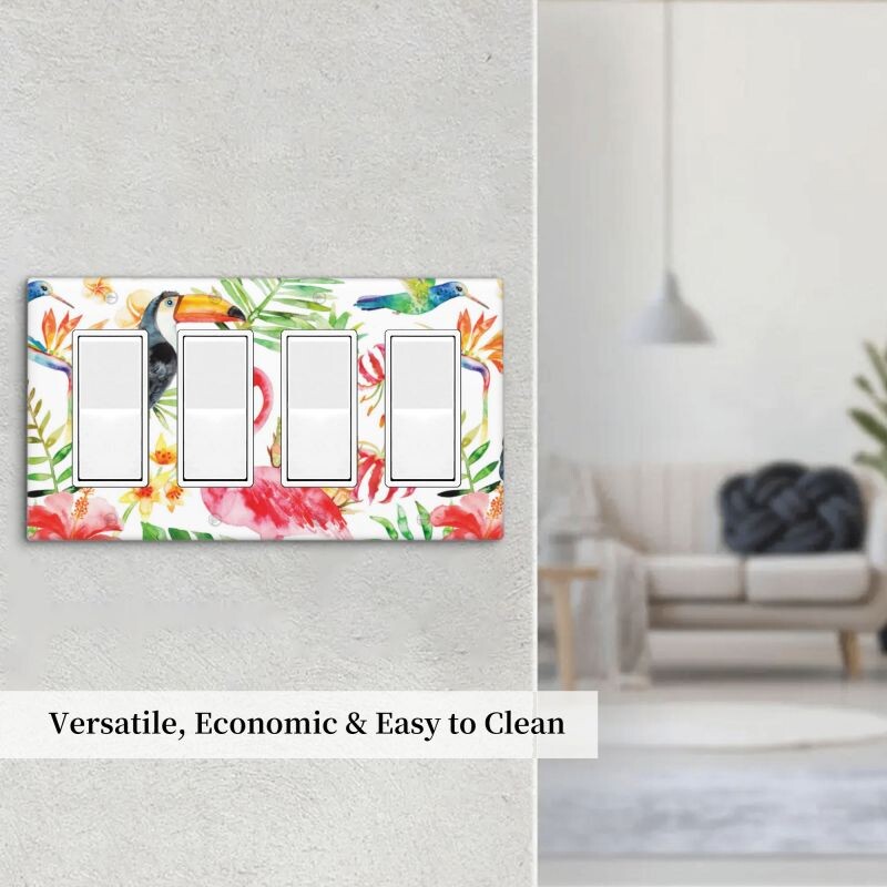 Flamingo valguslüliti dekoratiivne neljakordne lüliti seinaplaat Vannitoa magamistoa paneeli väljalaskeava kate 4,5 x 8 tolli