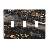 Marmorist prinditud must kuld Kolmekordne lülituslüliti dekoratiivpaneel Seinaplaadid Katted Tuba Köök Magamistuba Vannituba Kodukaunistus