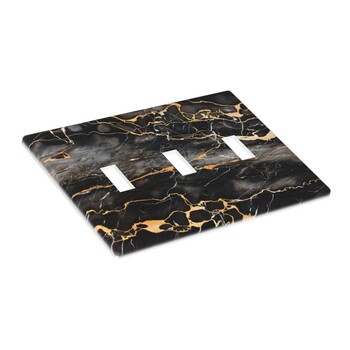 Marble Print Μαύρο Χρυσό Τριπλός διακόπτης εναλλαγής διακοσμητικό πάνελ Πιάτα τοίχου Καλύμματα Δωματίου Κουζίνα Υπνοδωμάτιο Μπάνιο Διακόσμηση σπιτιού