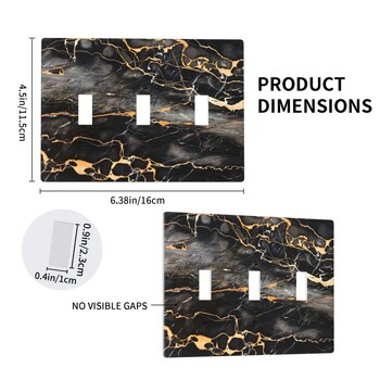 Мраморен печат Черно злато Троен превключвател декоративен панел Стенни чинии Покрития Стая Кухня Спалня Баня Домашен декор