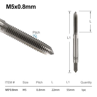 Βιδωτή βρύση M3-M14 HSS Μετρικό βύσμα βρύσης με τρυπάνι χειροκίνητα Εργαλεία σπειρώματος