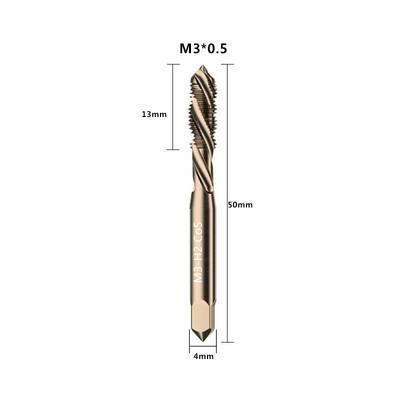 Vrták so závitom M35 HSS-Co, kobaltový, so špirálovou drážkou, metrický, strojový závitník M3-M12, pravý, pre nehrdzavejúcu oceľ