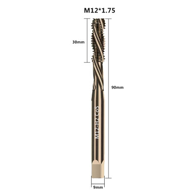Vrták so závitom M35 HSS-Co, kobaltový, so špirálovou drážkou, metrický, strojový závitník M3-M12, pravý, pre nehrdzavejúcu oceľ