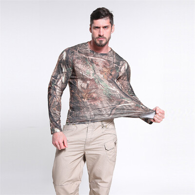 Καλοκαιρινό ανδρικό μπλουζάκι κυνηγιού παραλλαγής μακρυμάνικο αναπνεύσιμο τακτικό μπλουζάκι εξωτερικού χώρου γρήγορου στεγνώματος αναπνεύσιμο ορειβατικό μπλουζάκι