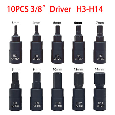 10 gab uzgaļu ligzdu komplekts, Torx Hex Sping Star uzgaļi, M4-M16 H3-H14 T20-T60 ar augstākās kvalitātes Cr-Mo tērauda 3/8 collu disku uzlabotu krātuvi