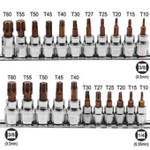 11-dielna sada objímok, bitov na skrutkovače Torx, adaptéra na objímky 3/8 1/4 palca, T10, T15, T20, T25, T27, T30, T40, T45, T50, T55, T60.
