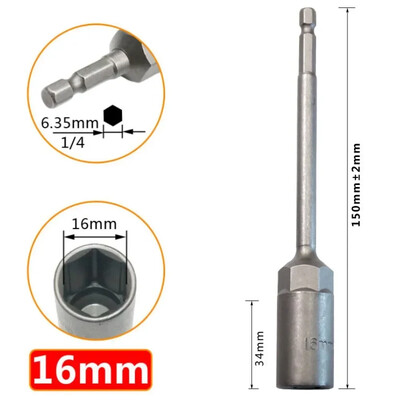 1 ks objímka 150 mm šesťhranný kľúč na vrtáky s adaptérom 5,5-19 mm pre elektrický kľúč, predlžovacia objímka, manuálne náradie na opravu auta