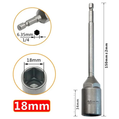 1 ks objímka 150 mm šesťhranný kľúč na vrtáky s adaptérom 5,5-19 mm pre elektrický kľúč, predlžovacia objímka, manuálne náradie na opravu auta