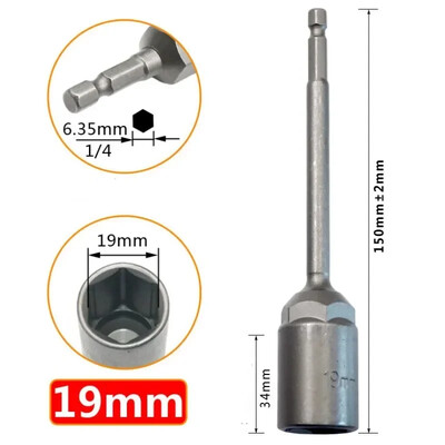 1 ks objímka 150 mm šesťhranný kľúč na vrtáky s adaptérom 5,5-19 mm pre elektrický kľúč, predlžovacia objímka, manuálne náradie na opravu auta